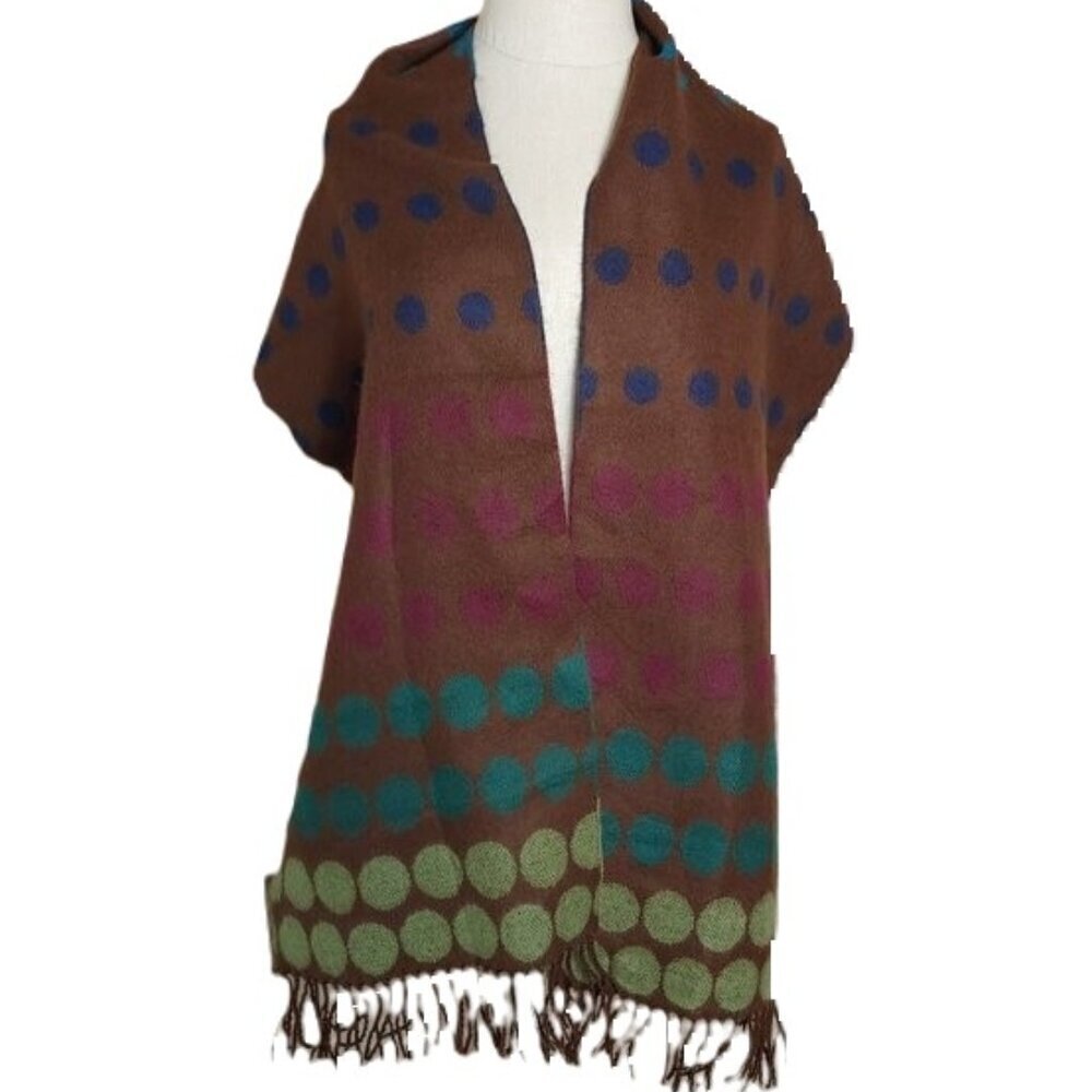 NWT D&Y Softer Than Cashmere Scarf Polka Dot Fringe Wrap Shawl Retro Boho